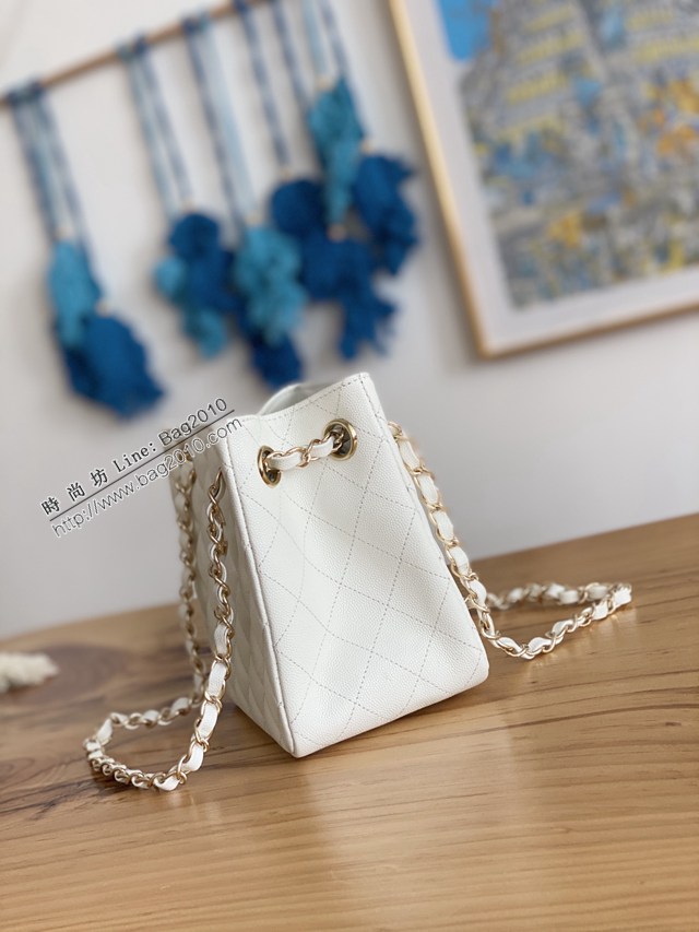 Chanel專櫃新款鏈條女包 香奈兒牛皮球紋魚子醬系列托特水桶包AS3176 djc6269